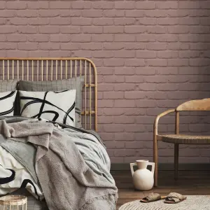 Fine Decor FD43601 Painted Brick Wallpaper, Pink