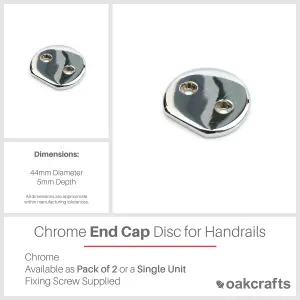 Oakcrafts - Chrome Handrail End Cap Disc 44mm - Single Unit