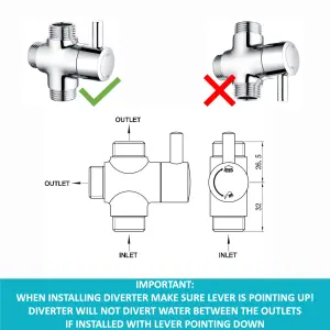 ENKI Dune Chrome Dual Rigid Riser Brass Thermostatic Overhead Shower & Handheld Kit 400mm