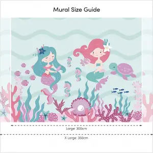 The Magical Mermaids Mural In Pink And Teal (300cm x 240cm)