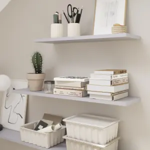 GoodHome Rigga Light grey Rectangular Floating shelf (L)80cm x (D)19cm