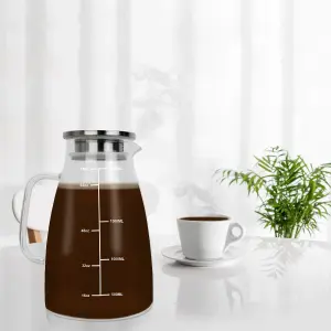 HEFTMAN Glass Jug & Lid Heat Resistant - 2L