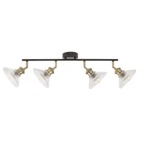 Matt Antique brass effect 4 Light Spotlight