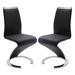 Summer Z Black Faux Leather Dining Chairs In Pair