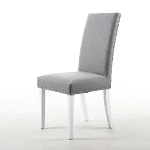 Richard Upholstered Dining Chair (Set of 2) Silver Grey Linen Effect / White