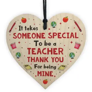 Handmade Thank You Teacher Gift Wood Heart Leaving School Nursery Preschool Gift