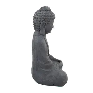 BUDDHA Sitting 61cm Grey Charcoal Effect