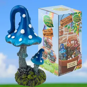 Enchanted Fairy Toadstool Secret Garden Ornament Blue