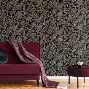 Boutique Paradise Black Smooth Wallpaper Sample