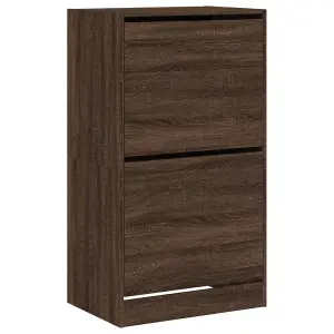 Berkfield Shoe Cabinet with 2 Flip-Drawers Brown Oak 60x42x108 cm