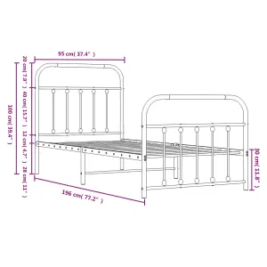 Berkfield Metal Bed Frame with Headboard and Footboard Black 90x190 cm