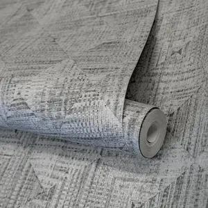 Galerie Pepper Raffia Grey Shimmer Geometric Diamond Wallpaper