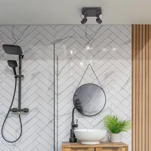 ValueLights Benton Grey 4 Way Bathroom Ceiling Square Spotlight