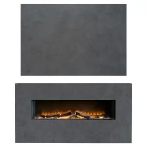 Acantha Bloc Pre-Built Fully Inset Media Wall Suite & TV Board in Slate Effect