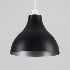 ValueLights Dexter Retro Style Black and Silver Metal Ceiling Pendant Light Shade