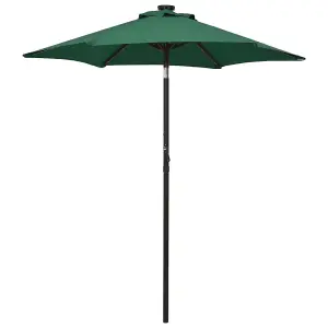 Berkfield Parasol with LED Lights Green 200x211 cm Aluminium