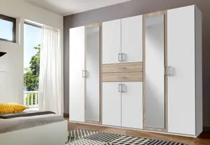 BRISTOL White And Oak 6 Door wardrobe