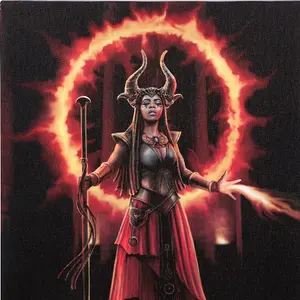 Anne Stokes Fire Elemental Sorceress Canvas Plaque Red/Black (25cm x 19cm)