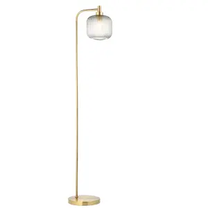 Lena Ribbed Satin Gold effect LED Floor lamp