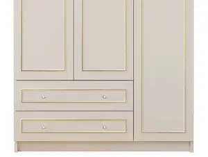 MARIE XL 3 Door 2 Drawer Gold White Wardrobe