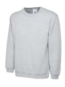 Uneek - Unisex Classic Sweatshirt/Jumper - 50% Polyester 50% Cotton - Heather Grey - Size 6XL