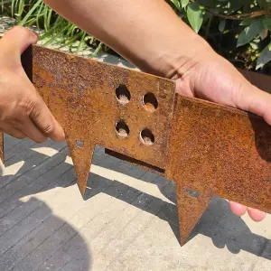 100cm Corten Steel Lawn Edging 7.5cm High (1 Set / 5pcs)