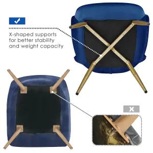 Yaheetech Blue Upholstered Velvet Armchair with Wing Side