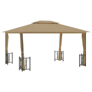 Berkfield Gazebo with Sidewalls&Double Roofs 3x4 m Taupe