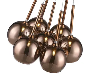 Luminosa Spring 7 Light Cluster Pendant Copper with Glass Shades, G9