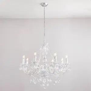 Anson Lighting Montana 8lt Pendant light finished in Clear acrylic and chrome plate