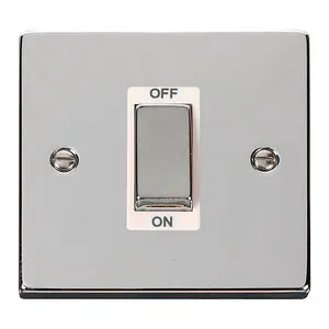 Polished Chrome 1 Gang Ingot Size 45A Switch - White Trim - SE Home