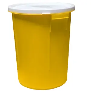 25L Yellow Grit Salt Bin 43cm with Lid for De-Icing Salt or Grit for Driveway, Path and Patio