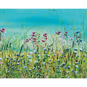 Siobhan McEvoy Love & Joy Canvas Print Green/Blue/Pink (80cm x 60cm)