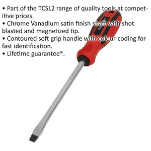 High-Quality 8 x 150mm Slotted Screwdriver with Soft Grip Handle and Chrome Vanadium Shaft