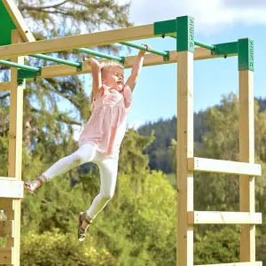 Rebo Wooden Climbing Frame with Swings, Slide, Up & over Climbing wall and Monkey Bars - Carpathian