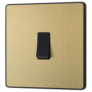 British General 20A Single 3 way Raised slim Screwless Intermediate switch Satin Brass effect