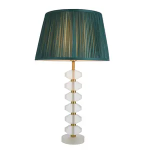 Luminosa Annabelle & Freya Base & Shade Table Lamp Frosted Crystal & Fir Silk