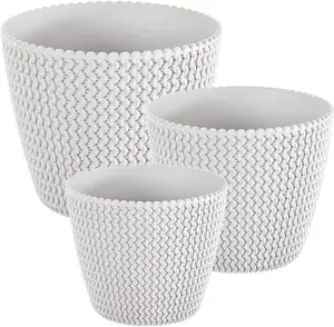 Plant Pots Indoor Outdoor Plastic Flowerpot Small Medium Large Splofy White 13cm