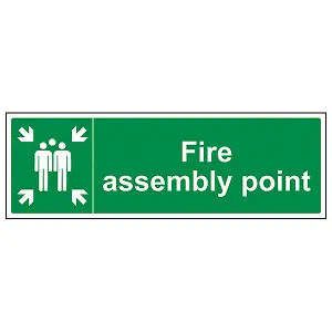 Fire Assembly Point Safety Sign - Self Adhesive Vinyl - 300x100mm (x3)