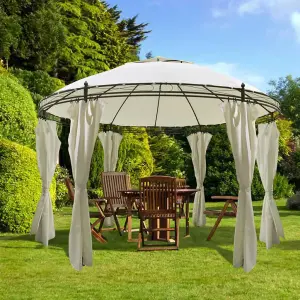 Berkfield Round Gazebo with Curtains 3.5 x 2.7 m