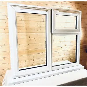 895mm (W) x 1145mm (H) PVC u StormProof  Window - 1 Opening Window (LEFT) - Top Opening Window (RIGHT) - White