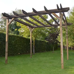 Double Garden Pergola - Wood - L300 x W480 x H270 cm - Rustic Brown