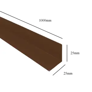 5 x Brown 1 Metre UPVC Plastic Rigid Angle 25 x 25mm Corner Cover Trim 90 Degree