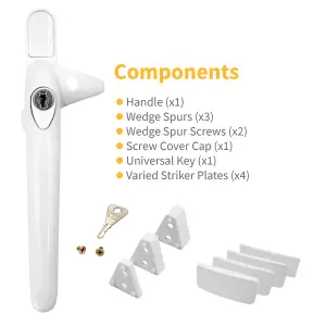 Universal Cockspur Window Handle Kit - Left, White/White