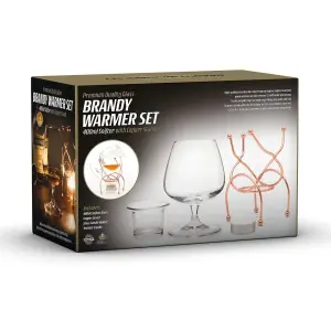 Bar Amigos COPPER Brandy & Cognac Snifter Warmer Glass Copper Stand Gift Set with Tea Light Candle & Copper Holder