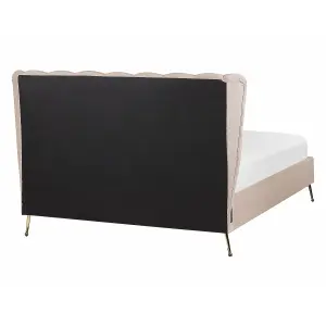 Velvet EU Double Size Bed with USB Port Taupe MIRIBEL