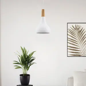 EGLO Sabinar Metal and Wood Single Pendant Light 901177