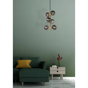 Lucide Tycho Retro Pendant Light 25.5cm- 6xG9 - Matt Gold, Brass