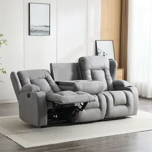 Caesar 3 Seater Grey Technology Fabric Modern Manual Recliner Sofa