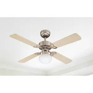 Romain 105cm Ceiling Fan Brushed Aluminium/Light Maple or Silver